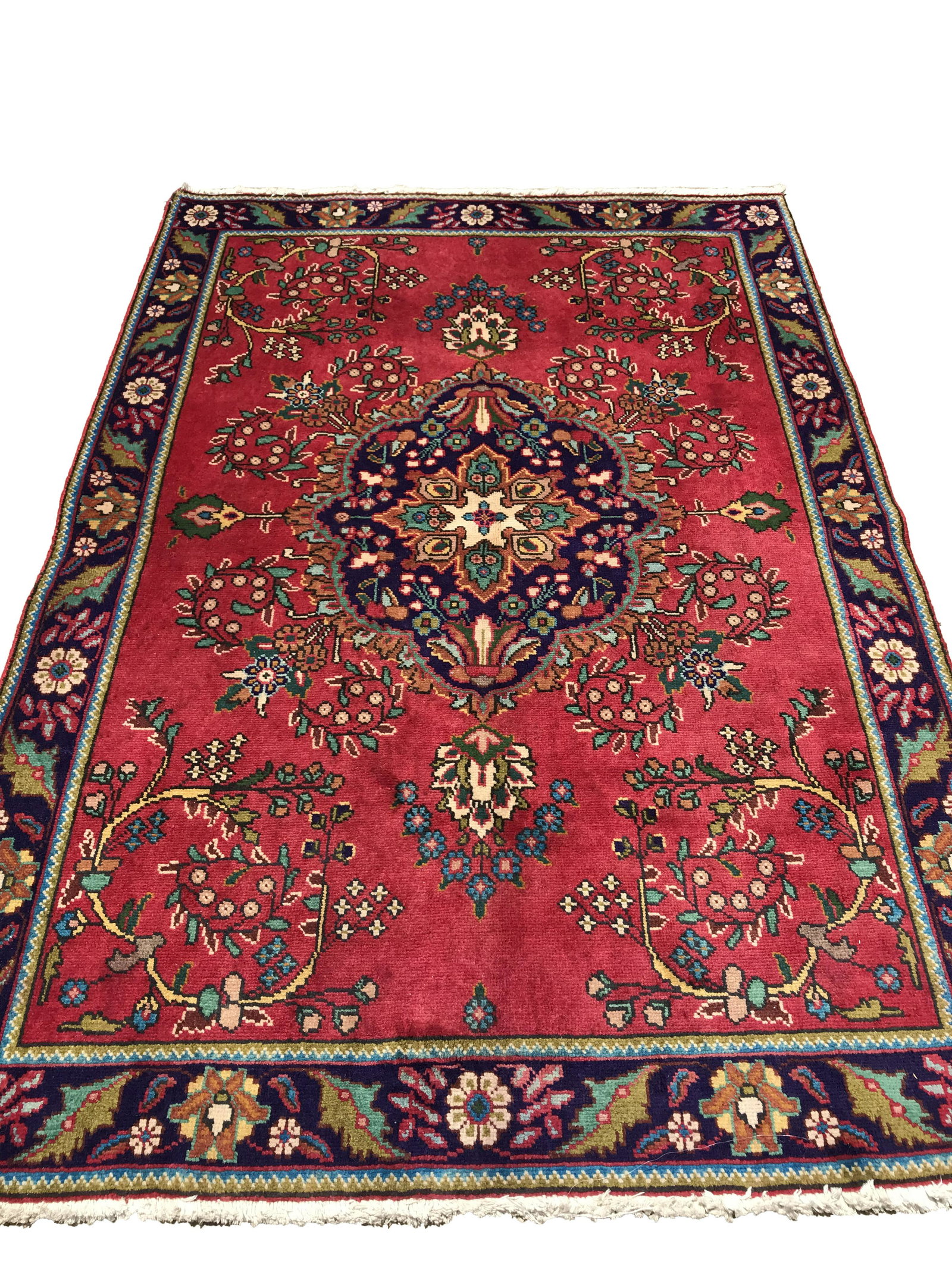 Persian tabriz 152 rug wool pile vintage hand knotted (1 of 6)