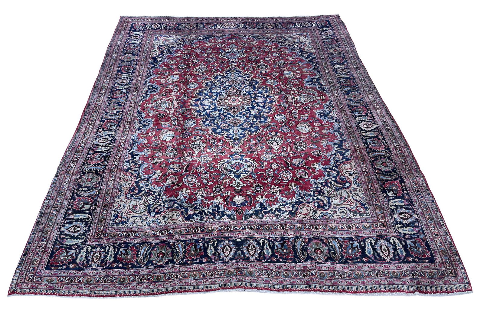 mashad 1408 style rug wool pile vintage hand knotted in (1 of 15)