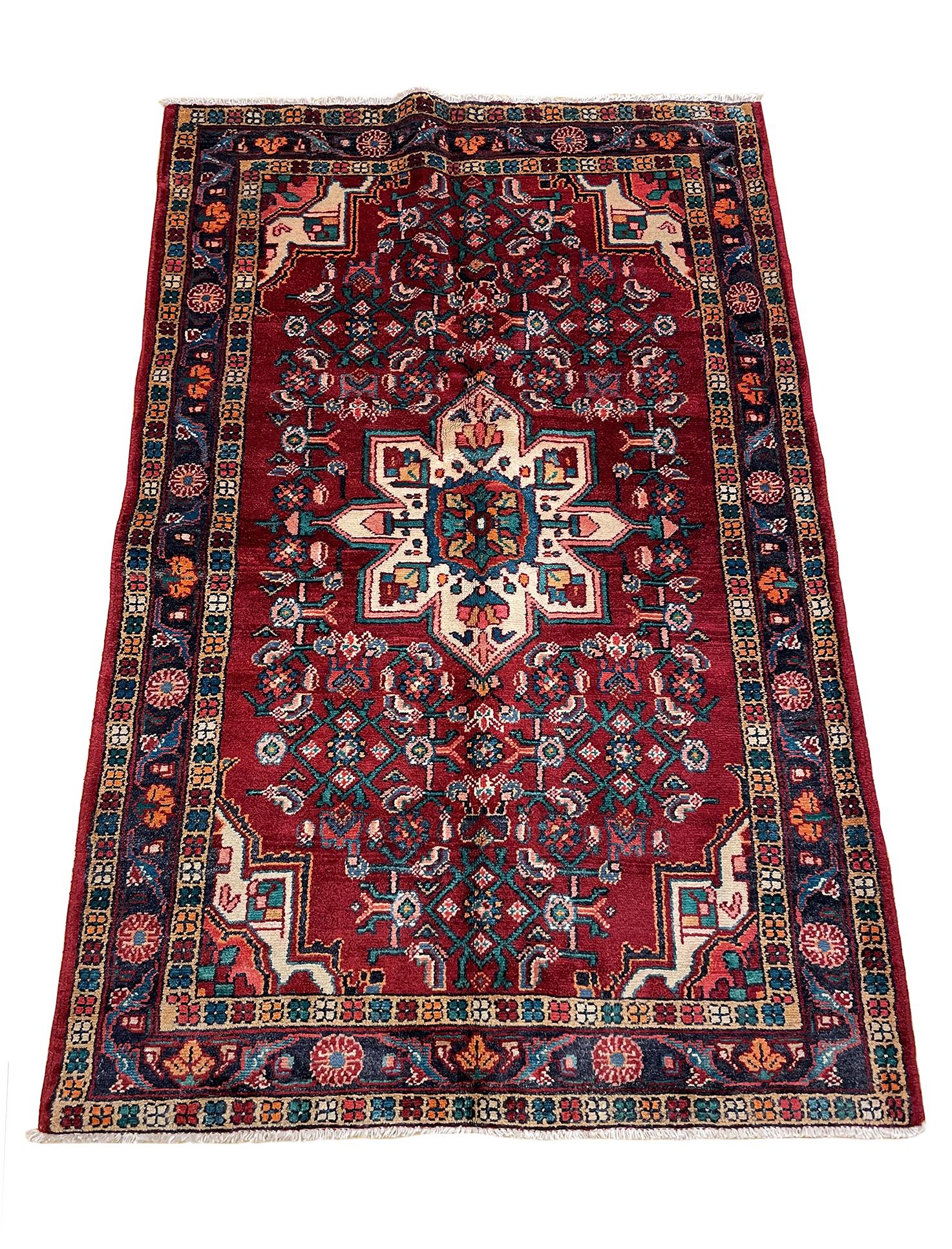 Persian bijar 314  rug wool pile vintage hand knotted (1 of 8)