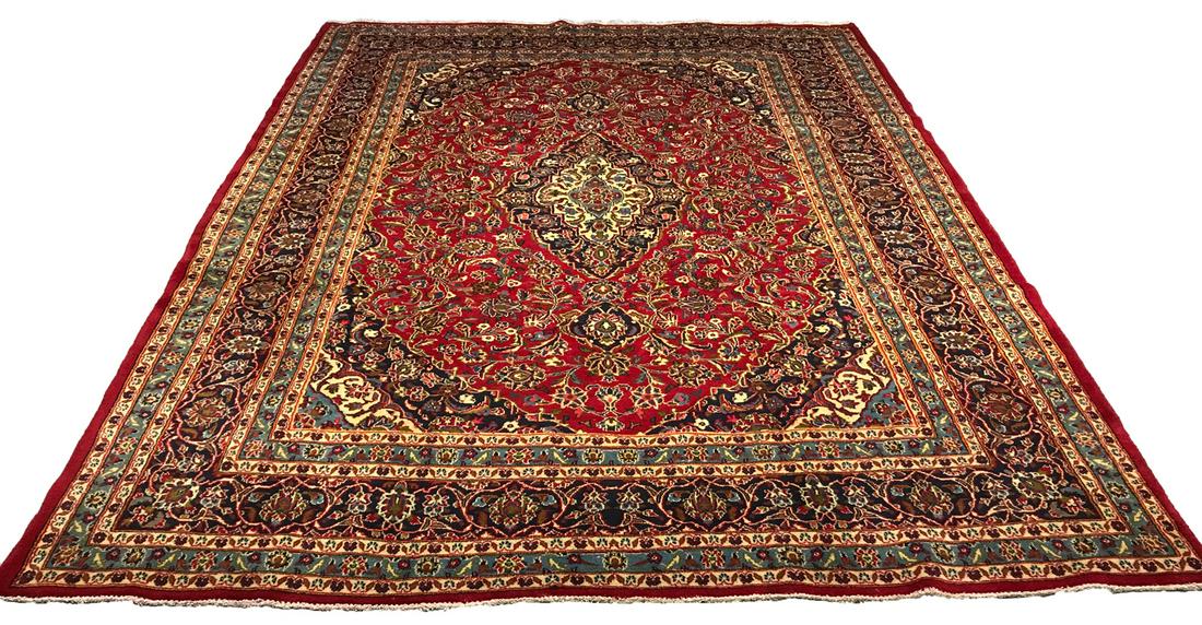 Persian kashan 1259  rug wool pile vintage hand knotted (1 of 7)