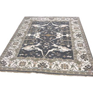 Oushak 22 style rug wool pile vintage hand knotted: magnificent Wool Turkey style Hand knotted oushak 22 style hand Knotted rug. Size 7'8"x9'9" mint, very good condition (see photos