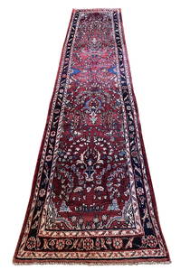 saruq 264 style rug wool pile vintage hand knotted in: Magnificent Wool Persian Hand knotted saruq 264 style hand Knotted in Iran rug. Size 3'x12'10" Period aproximately 1920's, very good (see photos) .