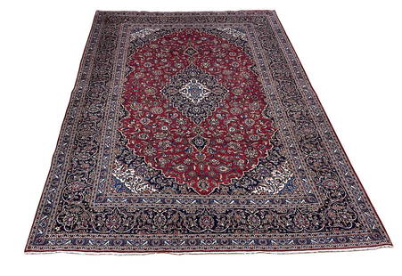 Persian persian palace quality size kashan m264/1 rug wool pile vintage hand knotted: Magnificent Wool Persian Hand knotted very fine about high count knoths per square inch fine palace size, rug Kashan m264/1 extrmely fine quality style . Size 9'8"x13' aproximatel perfect 