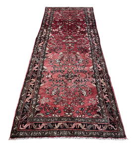 saruq 95 style rug wool pile vintage hand knotted in: Magnificent Wool Persian Hand knotted saruq 95 style hand Knotted in rug. Size 3'7"x10' Period aproximately 1960's, very good condition (see photos) .