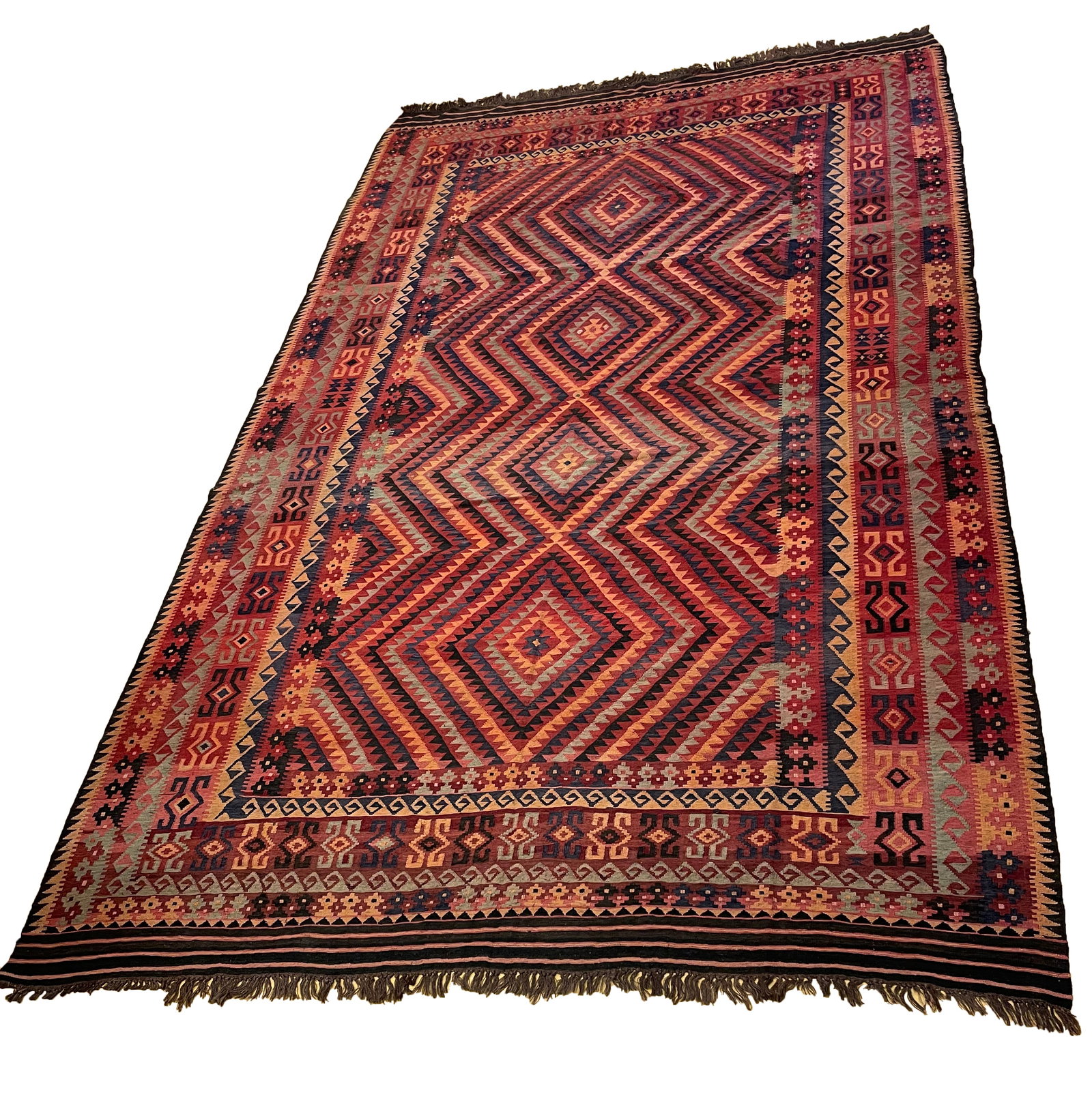 Persian palace quality very fine weave vintage Kilim M263 rug wool pile hand knotted in Iran: Persian palace quality very fine weave vintage Kilim M263 size 9'4"x16' rug wool pile hand knotted in Iran 1920's
