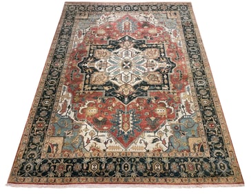 Persian palace quality very fine weave Serapi D157 rug wool pile hand knotted