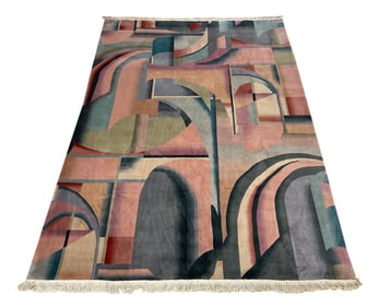 Art deco quality very fine weave Gugenhiem M653 rug wool pile hand knotted