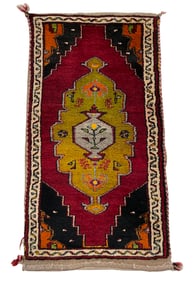 Turkish Yastik 97130 city vintage Turkish rug Rare rug wool pile hand knotted in Turkey