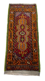 Turkish Yastik 2404 city vintage Turkish rug Rare rug wool pile hand knotted in Turkey