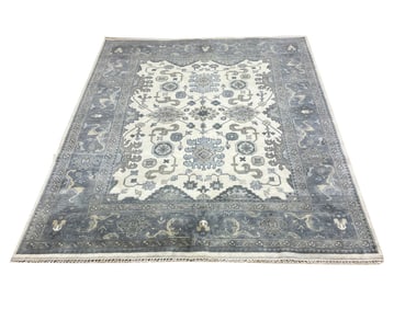 Oushak M258 style rug wool pile vintage hand knotted