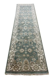 Oushak M235 style rug wool pile vintage hand knotted