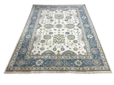 Oushak M261 style rug wool pile vintage hand knotted