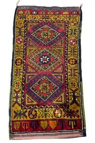 Turkish Yastik 2417 city vintage Turkish rug Rare rug wool pile hand knotted in Turkey