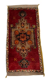 Turkish Yastik 107970 city vintage Turkish rug Rare rug wool pile hand knotted in Turkey