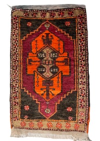 Turkish Yastik 2454 city vintage Turkish rug Rare rug wool pile hand knotted in Turkey