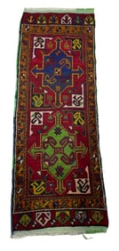 Turkish Yastik 50417 city vintage Turkish rug Rare rug wool pile hand knotted in Turkey