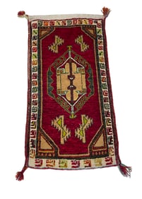 Turkish Yastik 95932 city vintage Turkish rug Rare rug wool pile hand knotted in Turkey