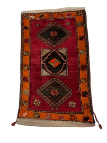 Turkish Yastik 107982 city vintage Turkish rug Rare rug wool pile hand knotted in Turkey