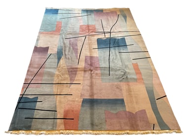 Art deco style quality very fine weave Guggenheim M650 rug wool pile  hand knotted
