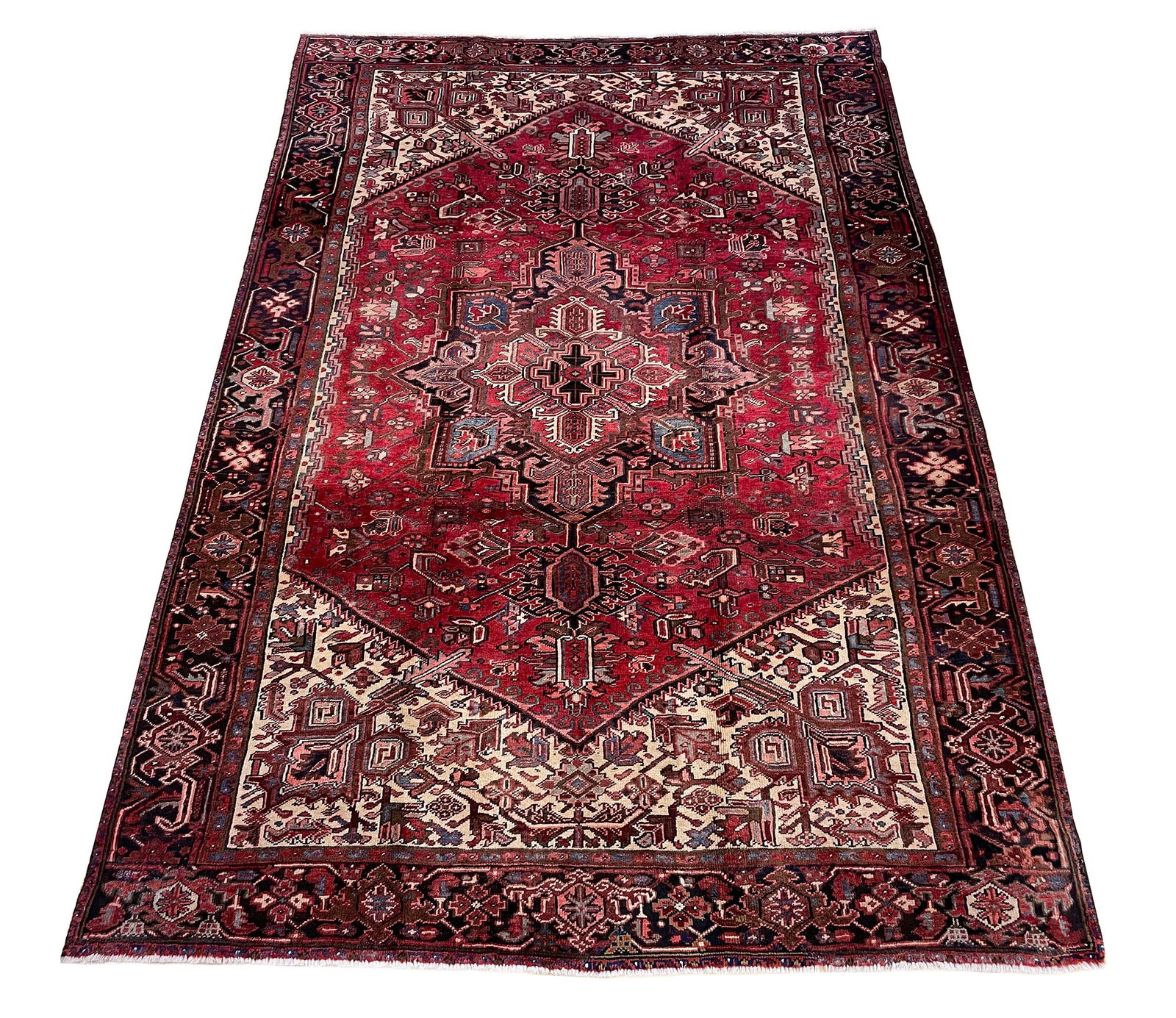 Persian palace quality very fine weave antique Heriz M382 rug wool pile hand knotted in Iran: No Reserve Antique Persian palace quality very fine weave .Heriz M382 rug wool pile hand knotted in Iran 1920's Size 8'x11'8" very good condition unusual size with beautiful rich colors . Rare size an