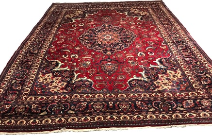 Mashad 1142/65 rug wool pile vintage hand knotted in Iran rug