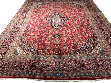 Persian palace quality very fine weave vintage Kashan 77A palace wool pile hand knotted in