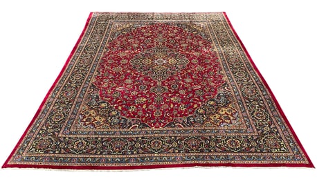 Persian Mashad 3733 rug wool pile vintage hand knotted in Iran
