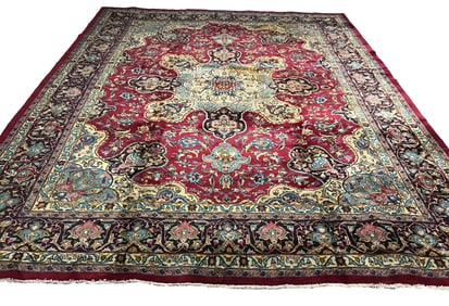 Persian Saruq 1308 rug wool pile vintage hand knotted in Iran