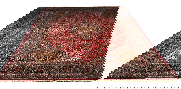 Persian Mashad 8518 rug wool pile vintage hand knotted in Iran: No Reserve Magnificent Wool Persian Hand knothed Mashad 8518 hand Knotted in Iran rug. Size 9'8"x12'7" Period aproximately 1960's, very good condition (see photo