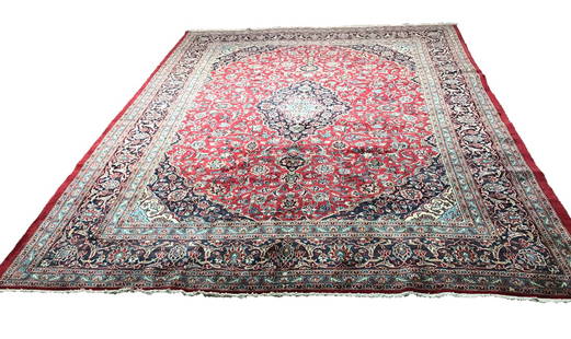 Persian Mashad 2522  rug wool pile vintage hand knotted in Iran: No Reserve Magnificent Wool Persian Hand knothed Mashad 2522 vintage hand Knotted in Iran rug. Size 9'7"x13'3" Period aproximately 1960's, very good condition (see photo