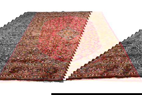 Persian Mashad 1315 rug wool pile vintage hand knotted in Iran: No Reserve Magnificent Wool Persian Hand knothed Mashad 1315 style hand Knotted in Iran rug. Size 7'9"x10'9" Period aproximately 1960's, very good condition (see photo