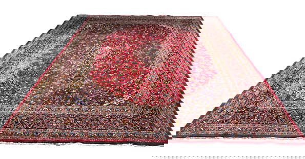 Persian Mashad 1646 rug wool pile vintage hand knotted in Iran: No Reserve Magnificent Wool Persian Hand knothed Mashad 1646 style hand Knotted in Iran rug. Size 9'8"x12'8" Period aproximately 1960's, very good condition (see photo