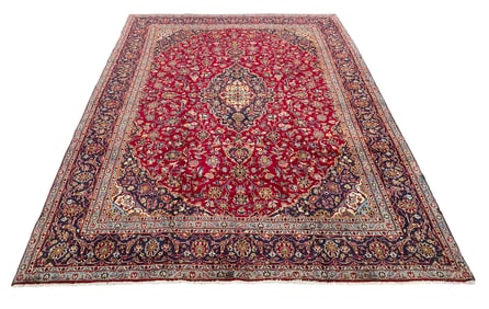 Persian Kashan 1307 rug wool pile vintage hand knotted in Iran