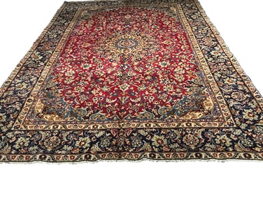 Persian palace quality very fine weave vintage Isfahan 225 rug wool pile hand knotted in Iran