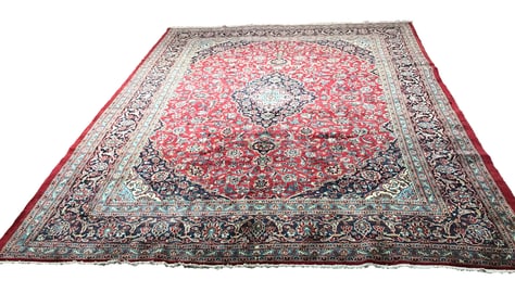 Persian Mashad 2522 rug wool pile vintage hand knotted in Iran