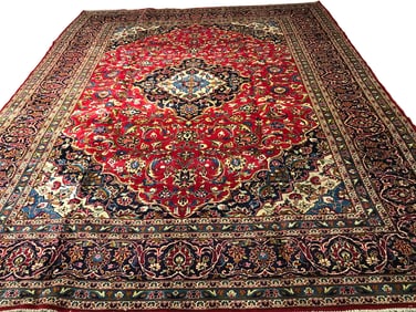 Persian Mashad 509 rug wool pile vintage hand knotted in Iran