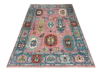 Oushak d185 very fine hand knotted wool rug pile