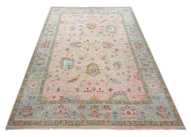 Oushak d186 very fine hand knotted wool rug pile