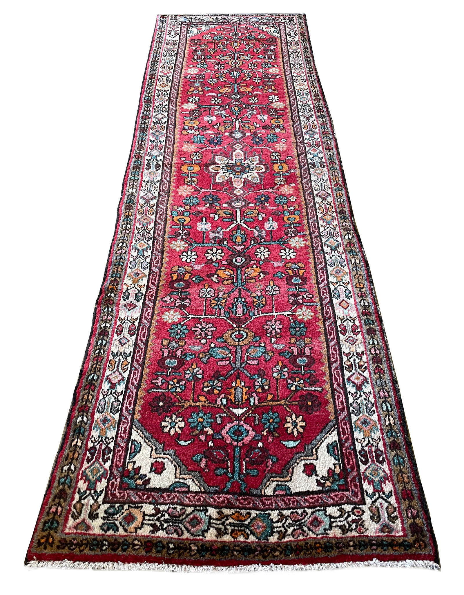 Persian Bijar 401 vintage runner 3'4" x 10'5" hand knotted in Iran: No Reserve Persian Bijar 401,size 3'4"x10'5", hand-knotted in Iran in the 1960s and in very good condition (see photos).This exquisite Bijar runner is a testament to the strength, symmetry, and artist