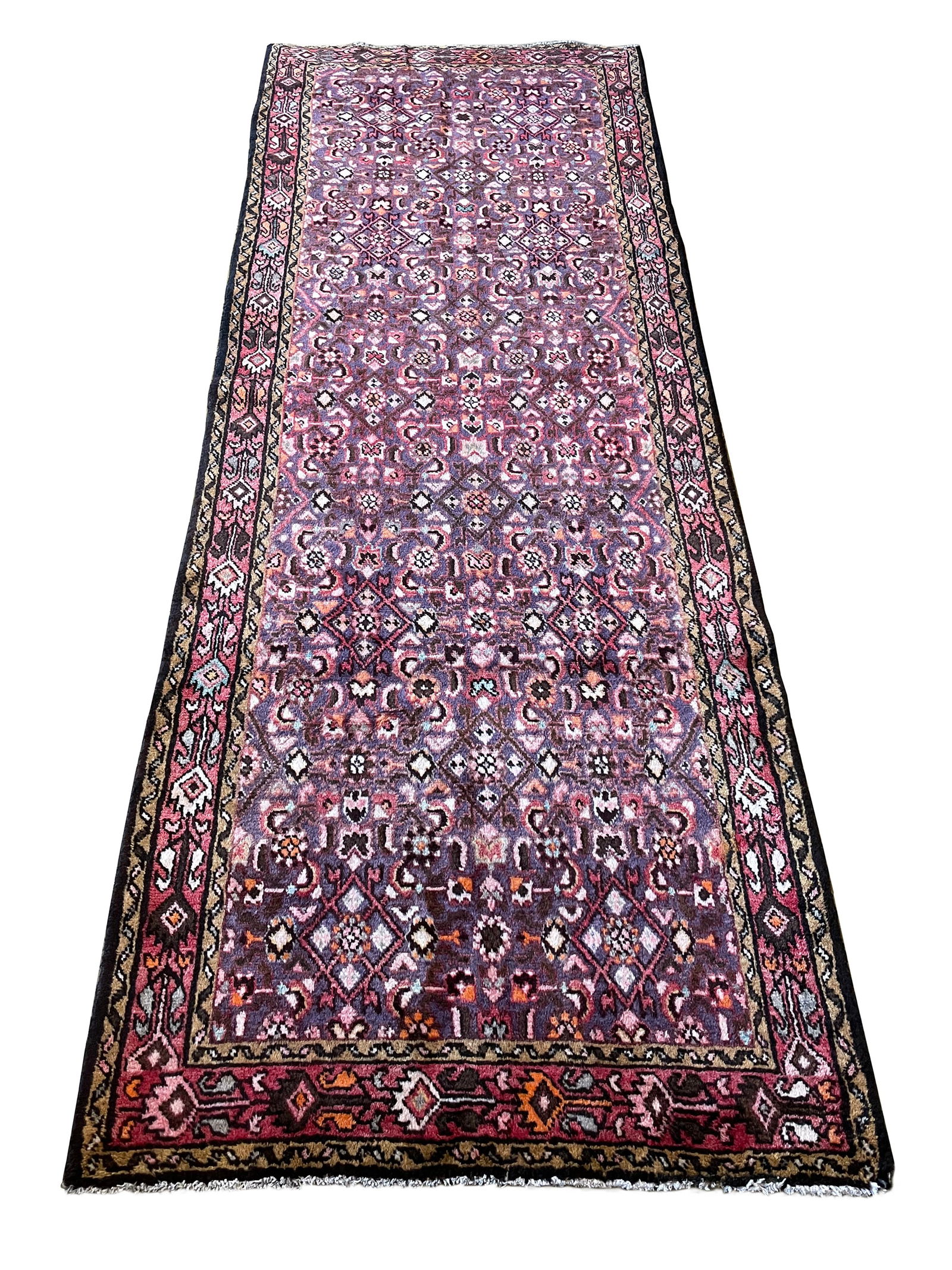 Persian Bijar 647 Vintage 3'5" x 9'4" hand-knotted in Iran: No Reserve Persian Bijar 647, hand-knotted in Iran in the 1960s. 3'5" x 9'4" In very good condition (see photos).This elegant Bijar runner is a fine display of Persian craftsmanship, celebrated for it