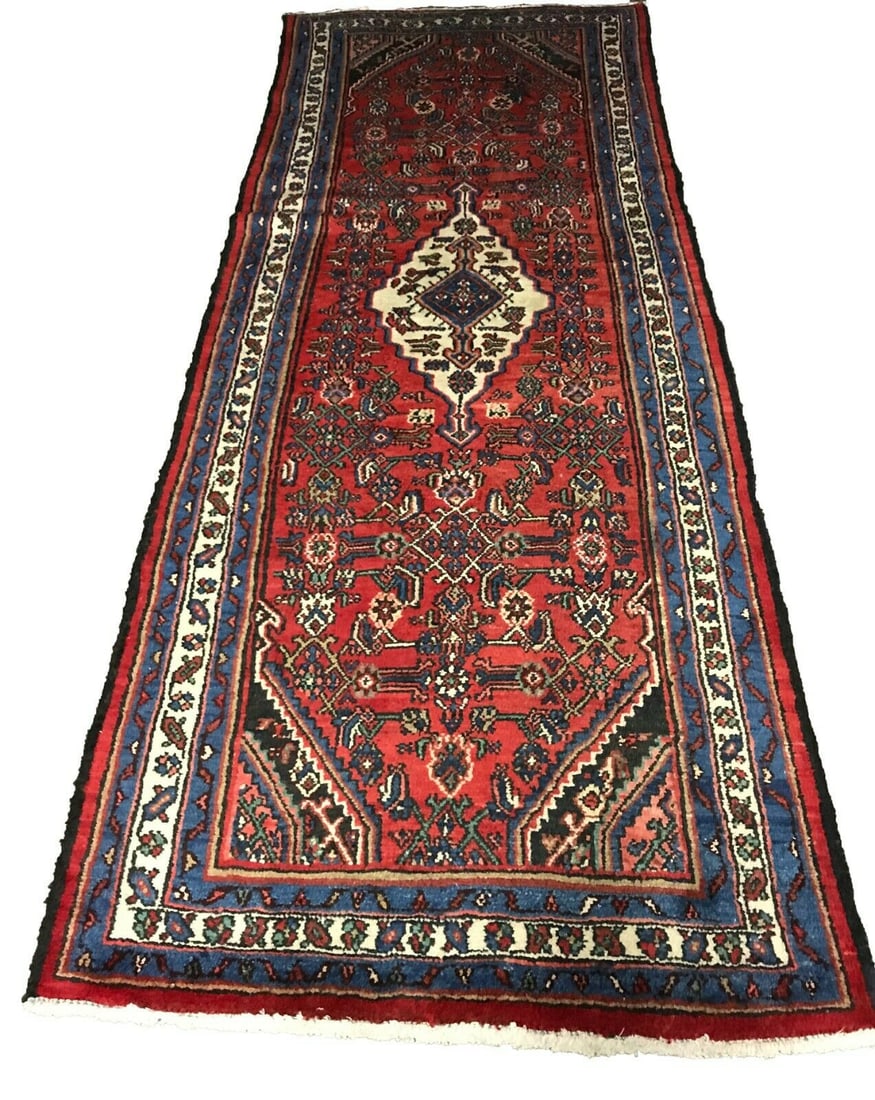 Persian Bijar 1280 3'6" x 10' vintage wool runner hand-knotted in Iran: No Reserve Persian Bijar 1280, vintage wool runner hand-knotted in Iran in the 1960s, 3'6"x 10' and in very good condition (see photos).This stunning Bijar runner is a true testament to the enduring a
