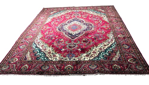 Persian Tabriz 3003  9 x 13 vintage hand-knotted wool rug