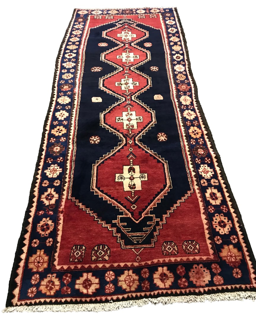 Persian Serapi 1293, 3'8" x 9'8" rug wool pile vintage hand knotted in Iran (1 of 6)