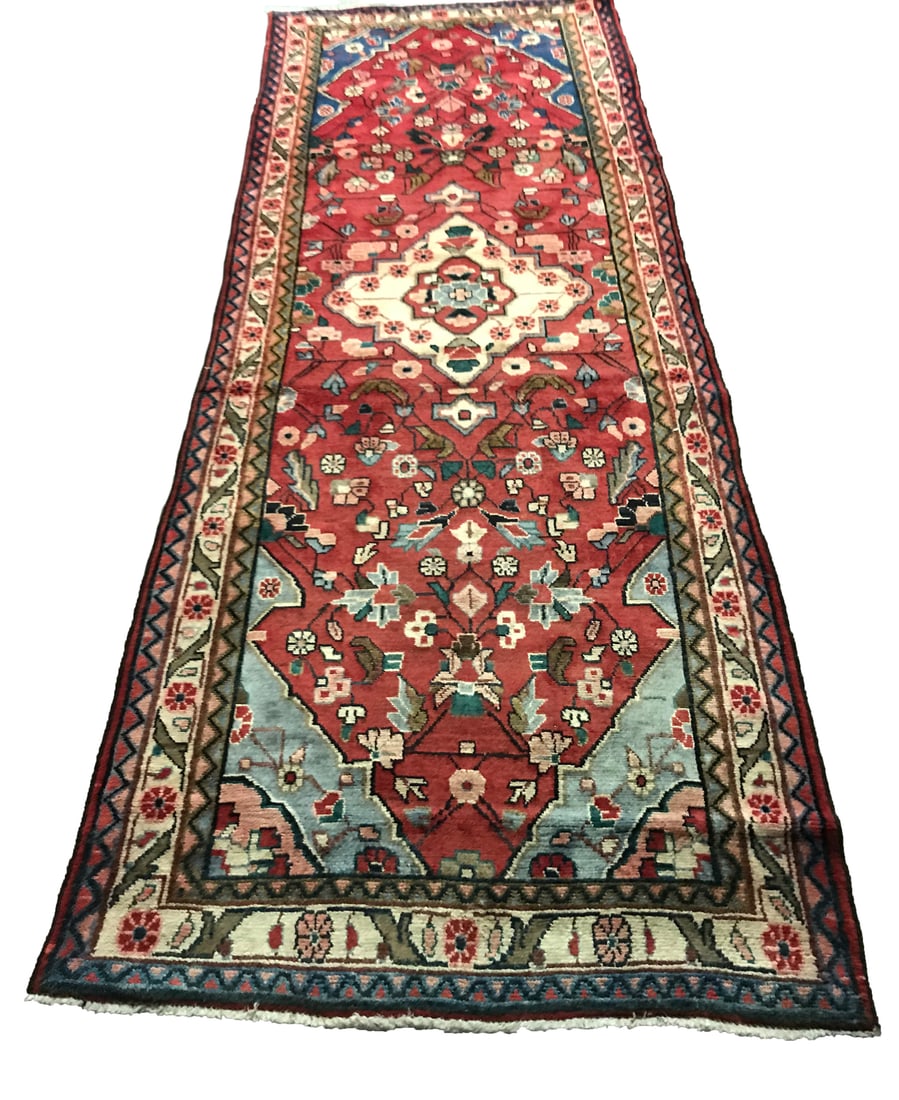 Persian Saruq 1313 Vintage Wool Rug, 3'5" x 10' hand-knotted in Iran (1 of 5)