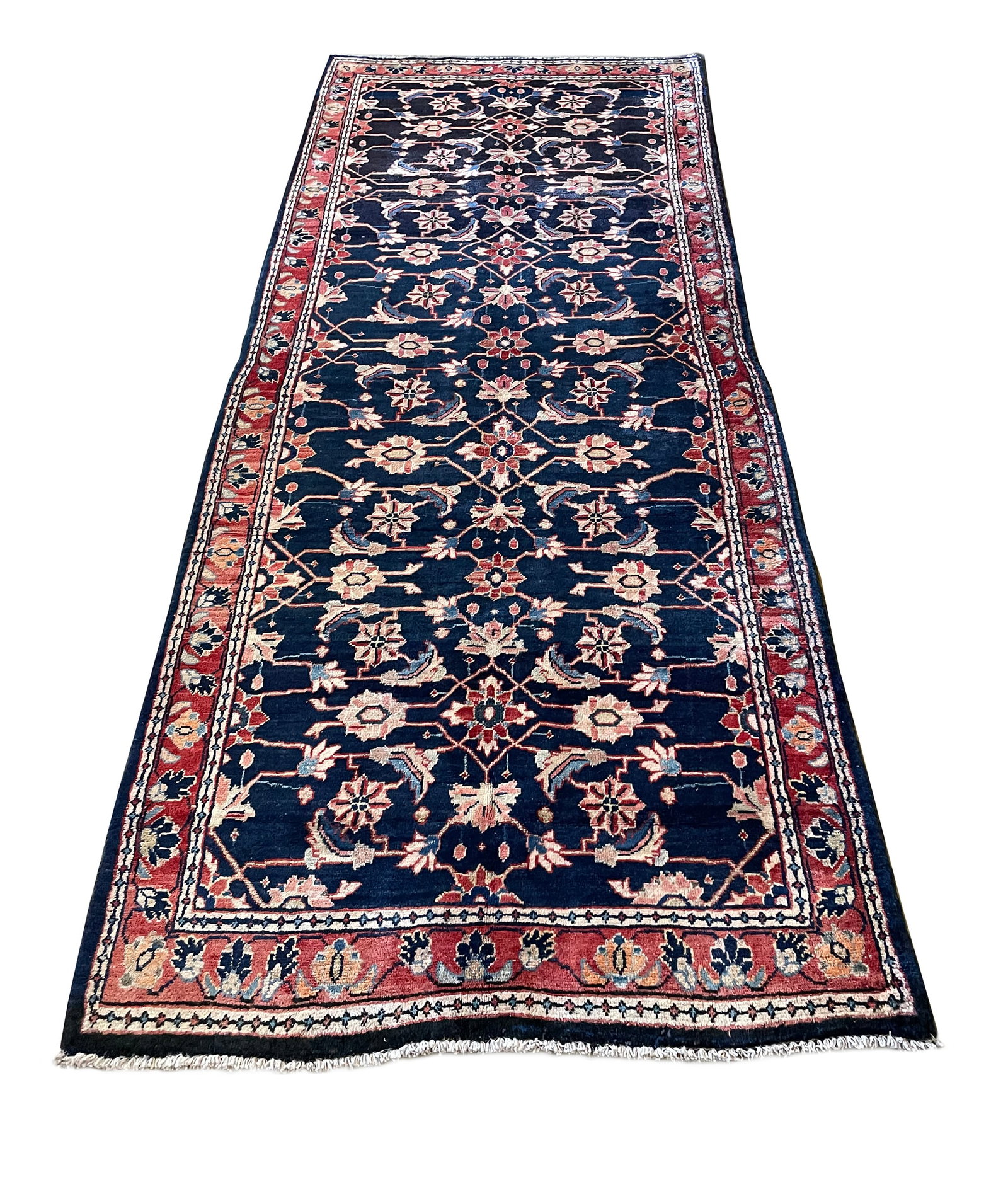 Persian Nahavand 523 Vintage Rug 4' x 10' hand-knotted in Iran: No Reserve Persian Nahavand 523, 4' x 10' hand Knotted in Iran in the 1960s and in very good condition (see photos).This exceptional Nahavand rug exemplifies the bold artistry and enduring quality for