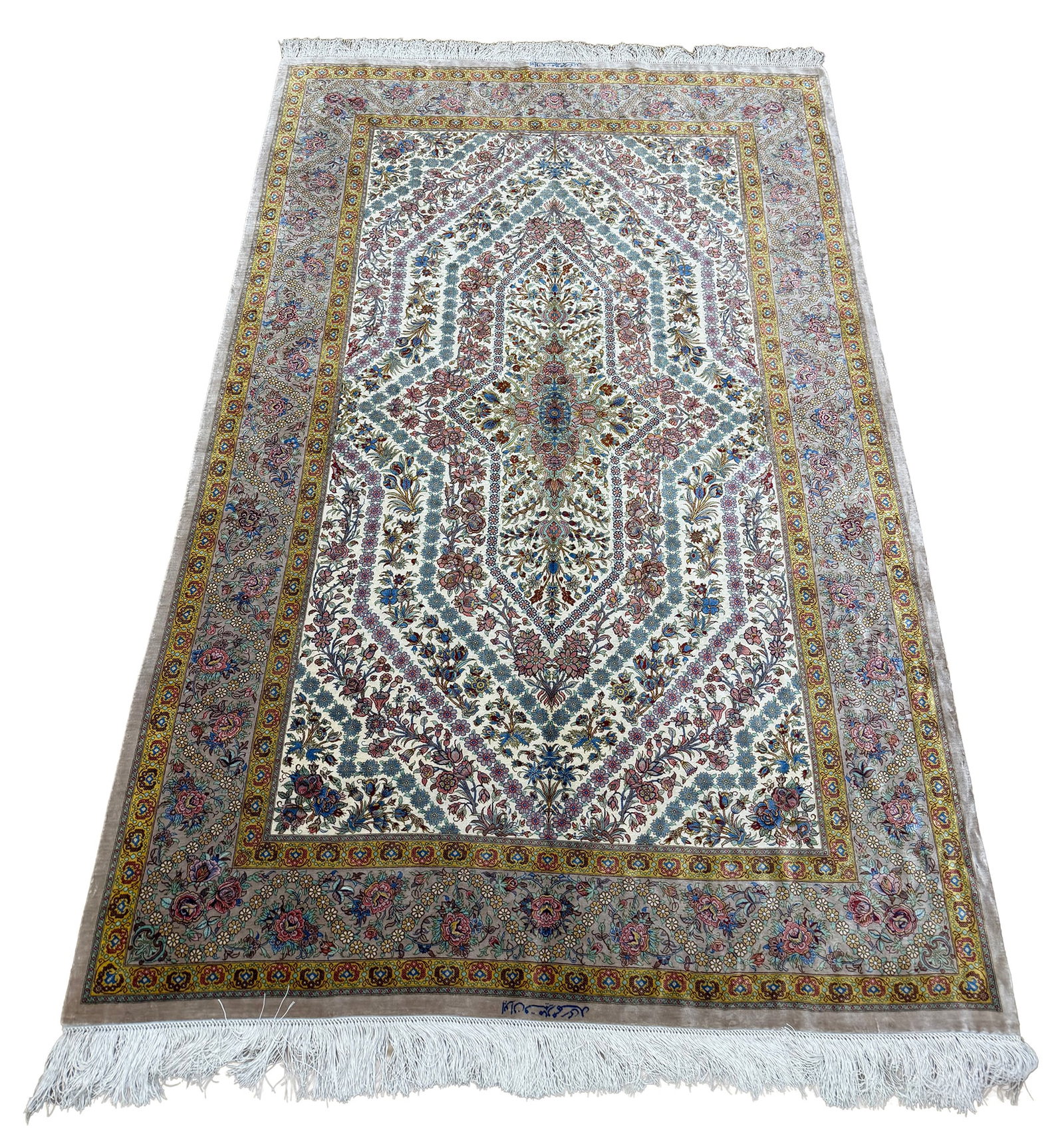 Persian Qum antique 402 4'8"x7'4" hand knotted (1 of 9)