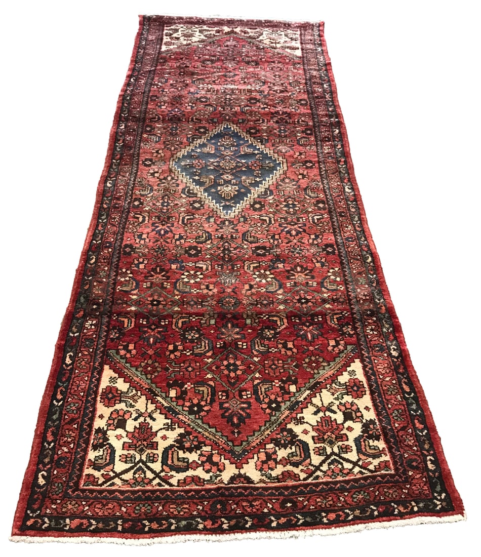 Persian Bijar 942 Vintage Wool Runner 3'5" x 10' hand-knotted in Iran: No Reserve Persian Bijar 942 3'5" x 10" vintage wool rug hand-knotted in Iran in the 1960s and in very good condition (see photos). Ahon auction offer in house shipping domestic and worldwide fully in