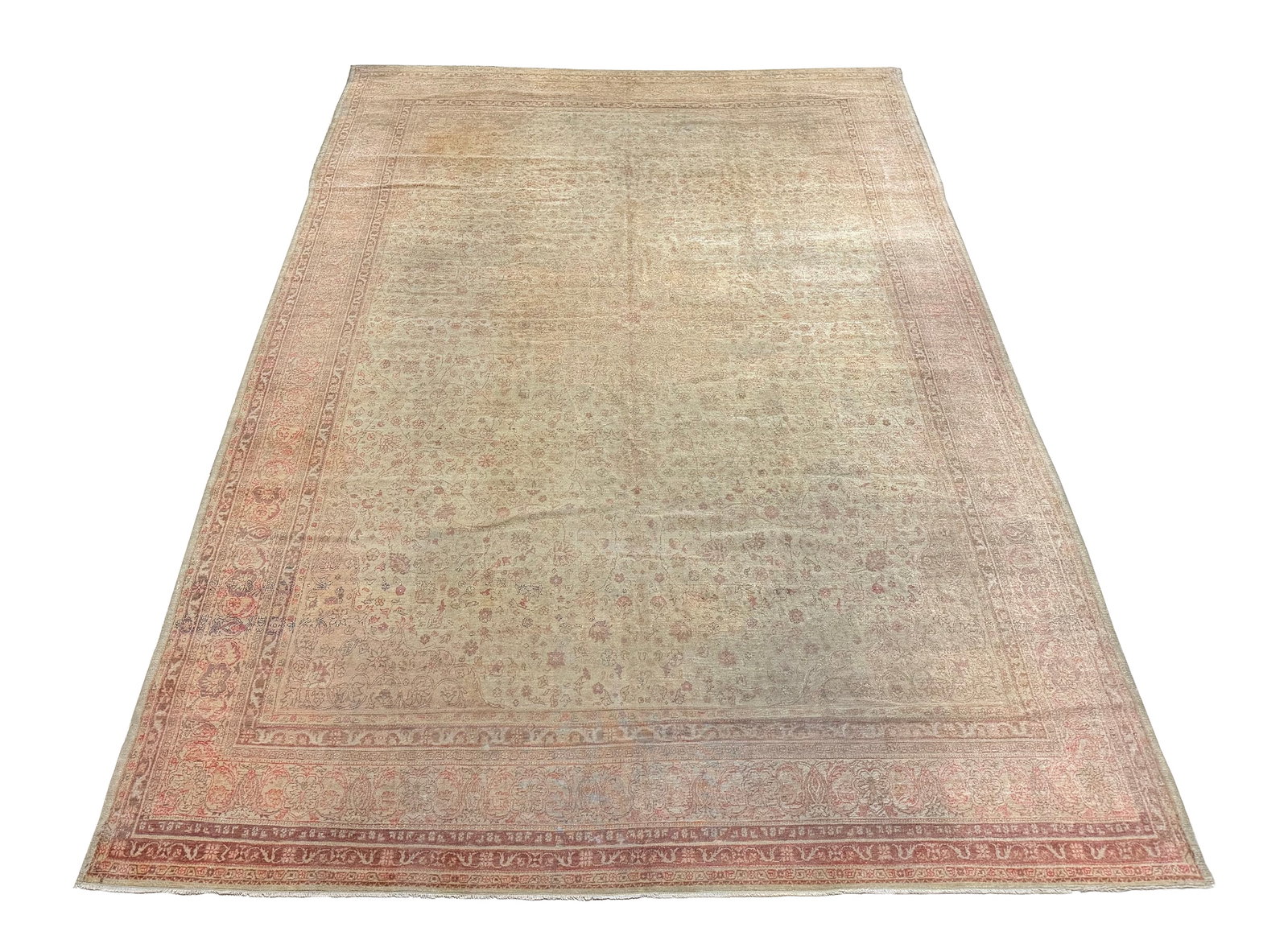 Persian Antique Haji alili Tabriz 2952, 9'x12'6" hand knotted in Iran: No reserve Antique Haji Jalili Tabriz rug 2952 size 9'x12'6", hand knotted in fine wool, dating from the early 1900s. Ahon auction offer in house shipping domestic and worldwide fully insured via UPS 