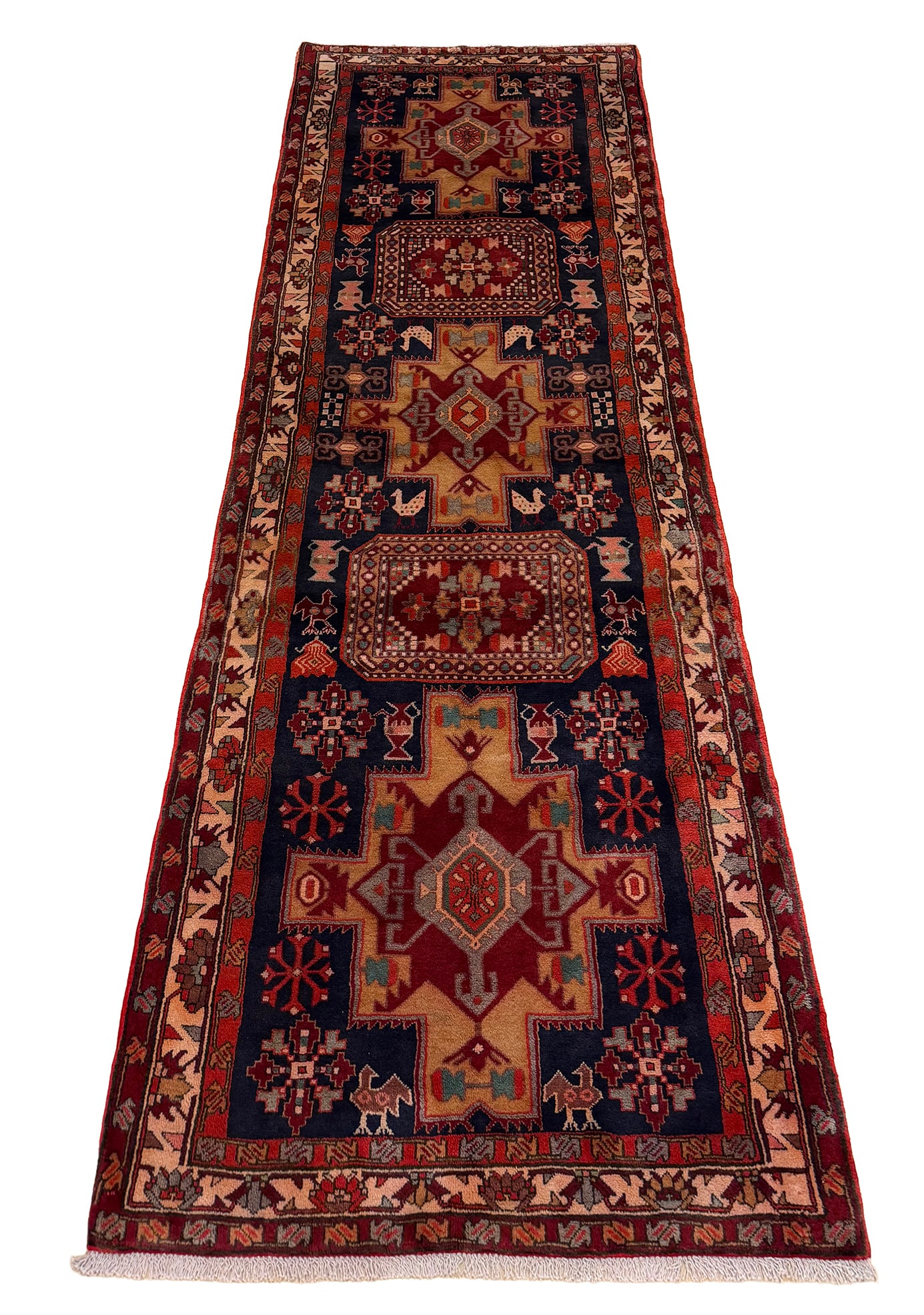 Persian Heriz s969 Vintage Wool Rug 3'8"x11' hand knotted in Iran