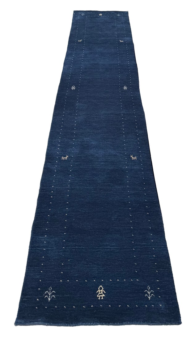 Persian Gabbeh S1013 2'7"x13'9" hand knotted contemporary minimalist design
